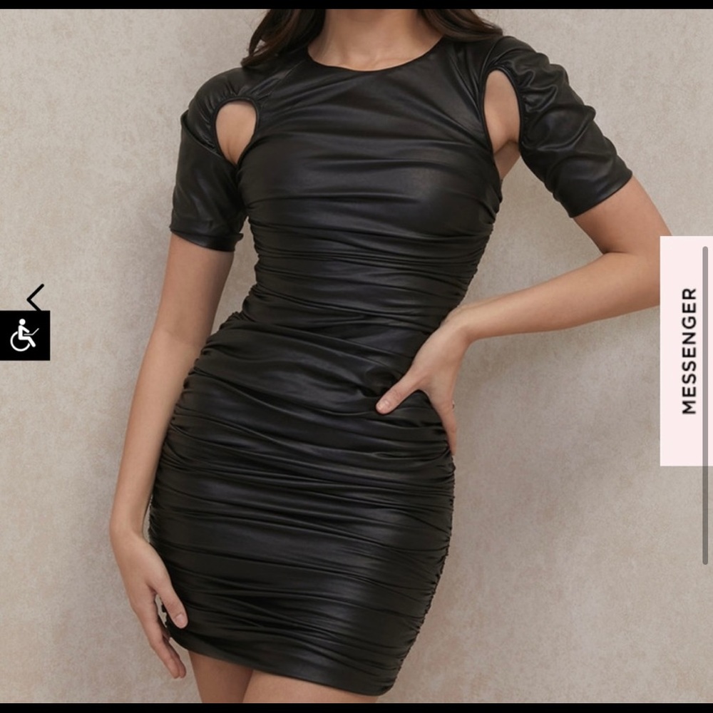 House of Cb black leather dress